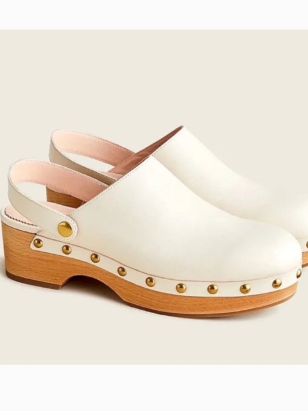 NWT J.Crew Convertible Leather Studded Clogs Cream Off-White NWT Size 7.5